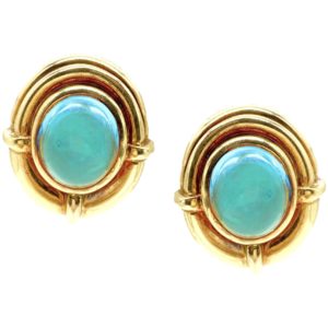 Bulgari Cabochon Blue Topaz Earclips
