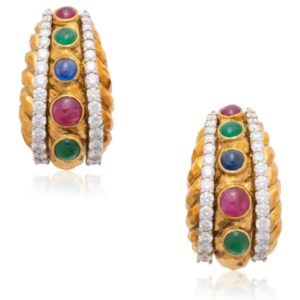 David Webb Multi-Color Gemstone Earrings