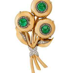 Cartier Retro Emerald & Diamond Brooch