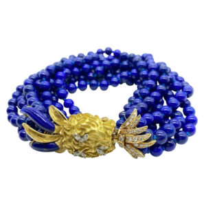 Cartier Diamond & Lapis Torsade Bracelet