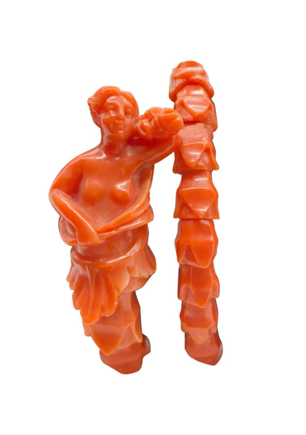 Antique Italian Trapani Carved Coral Bracelet
