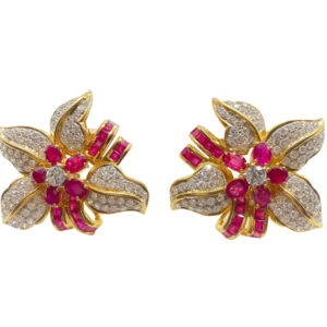 Ruby & Diamond Flower Earrings