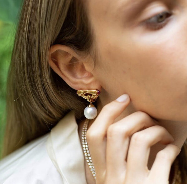Bulgari Pearl Drop Earrings - Image 2