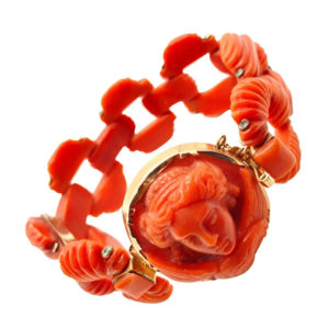 Antique Italian Carved Coral Bracelet