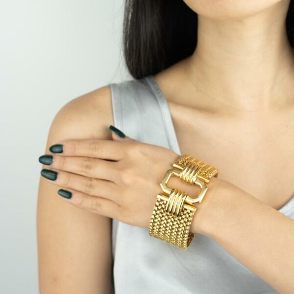 Wide Gold Buckle Bracelet - Image 3