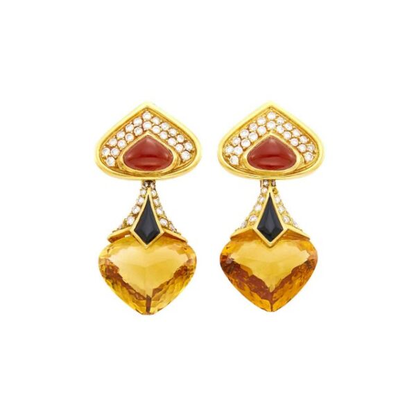 Marina B Citrine Heart Earrings