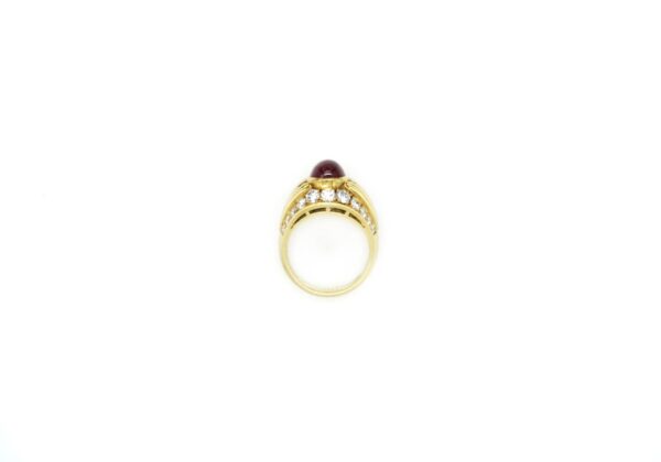 Bulgari Diamond & Cabochon Ruby 18k Gold Ring - Image 4