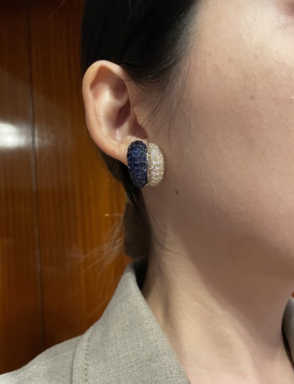 Invisible Set Sapphire & Diamond Earrings - Image 3