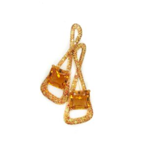 Multicolor Sapphire Brooch Centering two Square-cut Topazes