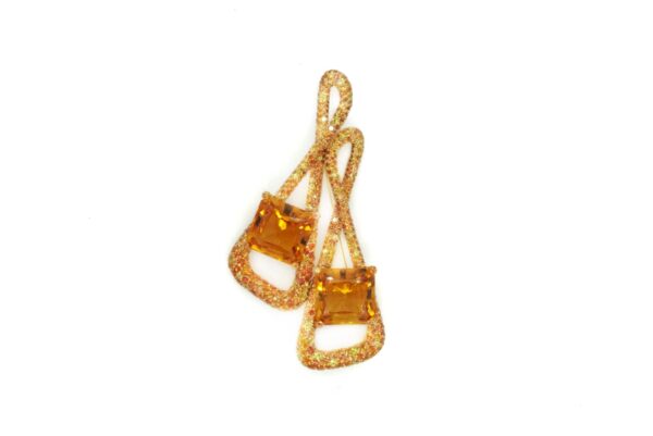 Multicolor Sapphire Brooch Centering two Square-cut Topazes