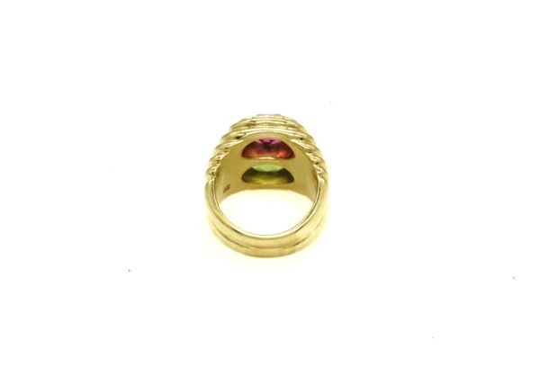 Bulgari Gold Ring with Peridot and Tourmaline - Image 3