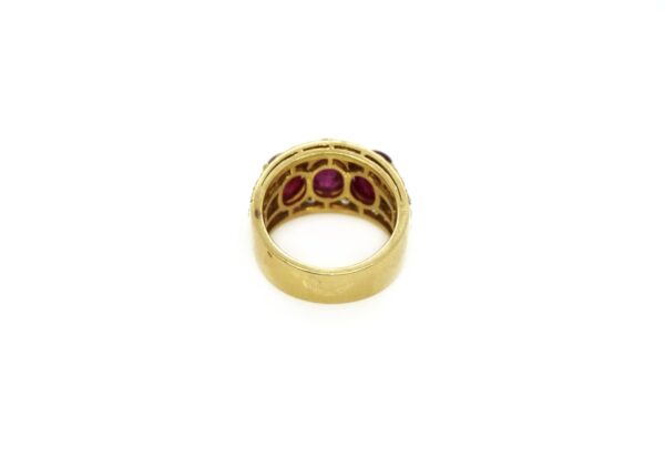 Bulgari Diamond & Three Cabochon Rubies 18k Gold Ring - Image 3