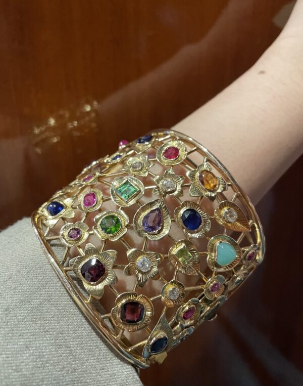 Multi-Color Gemstones and Gold Bracelet - Image 5