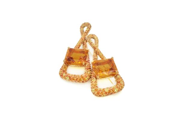 Multicolor Sapphire Brooch Centering two Square-cut Topazes - Image 3