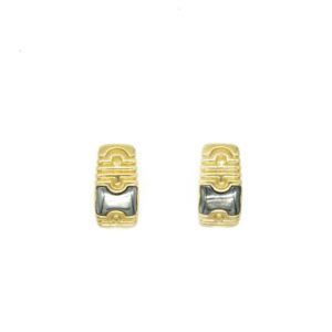 Bulgari Gold and Hematite Parenthesis Hoop Earrings