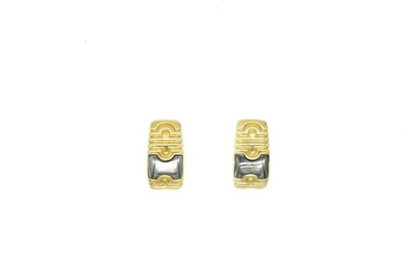 Bulgari Gold and Hematite Parenthesis Hoop Earrings