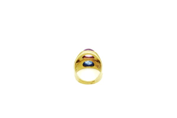 Bulgari Gold Ring with Blue and Pink Sapphire - Image 4