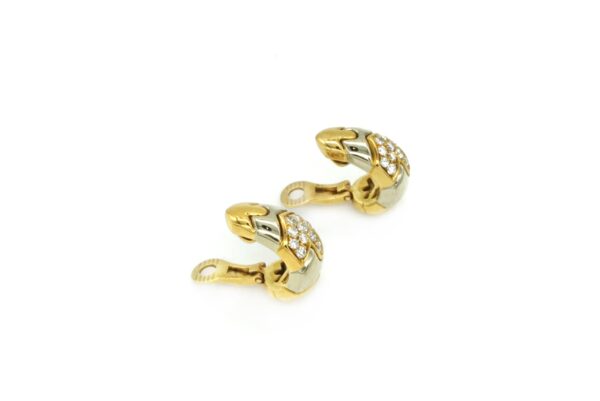 Bulgari Pair of Two-Color Gold and Diamond Earclips - Image 2