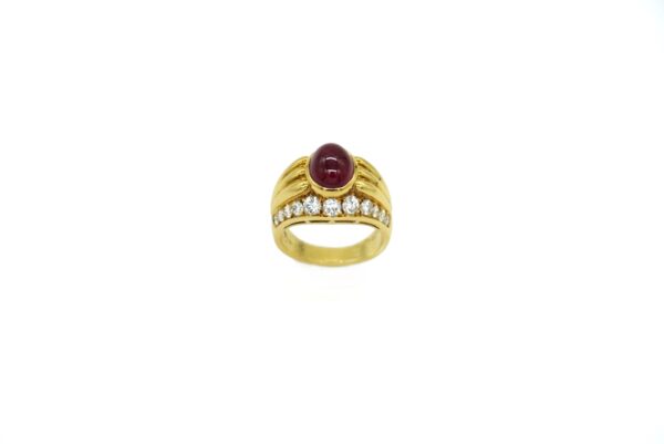 Bulgari Diamond & Cabochon Ruby 18k Gold Ring - Image 7