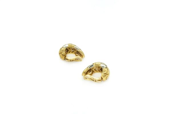 Bulgari Pair of Two-Color Gold and Diamond Earclips - Image 4