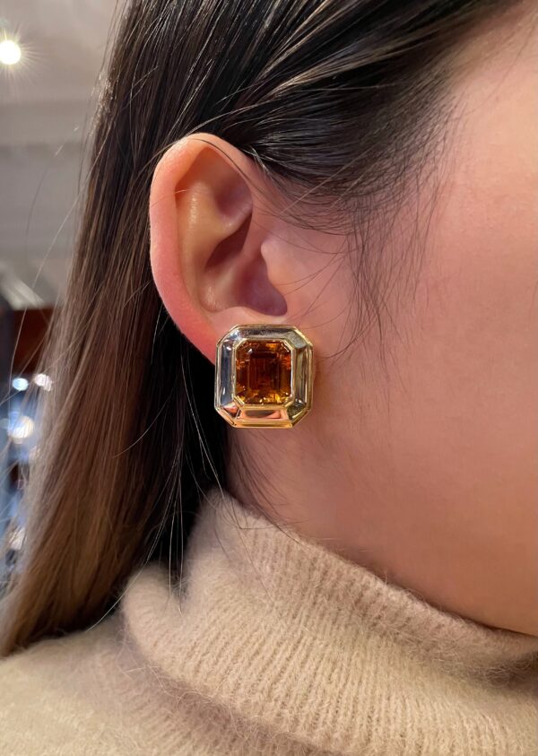White and Yellow Gold Citrine Ear-clips - Image 5