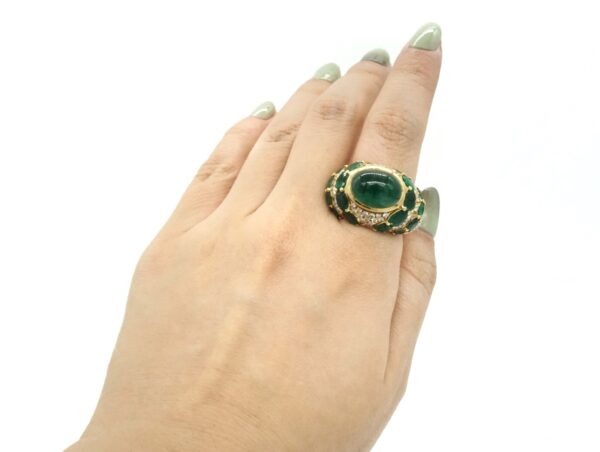 Andreoli Emerald Diamond and Gold Bombe Ring - Image 5