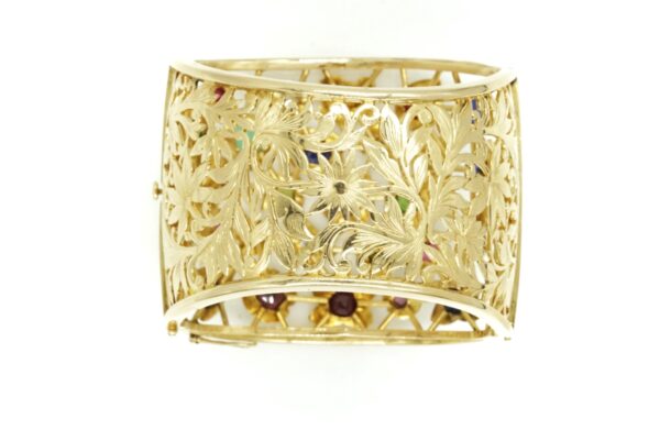 Multi-Color Gemstones and Gold Bracelet - Image 2