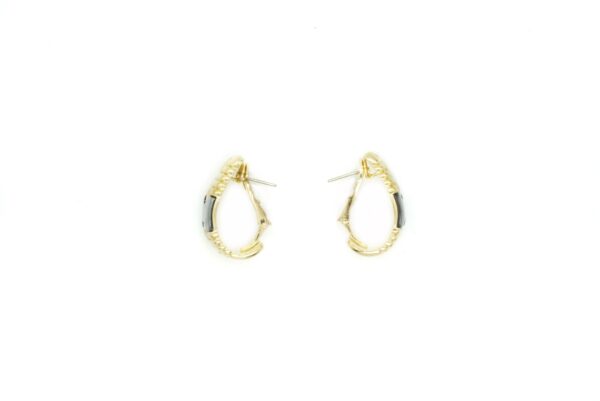 Bulgari Gold and Hematite Parenthesis Hoop Earrings - Image 2