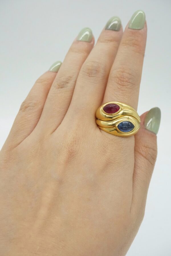 Bulgari Cabochon Sapphire & Ruby Ring Set - Image 7