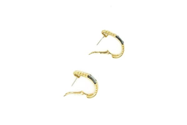 Bulgari Gold and Hematite Parenthesis Hoop Earrings - Image 4