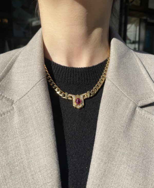 Bulgari Diamond & Cabochon Ruby Necklace - Image 6