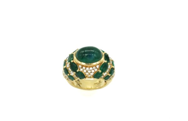 Andreoli Emerald Diamond and Gold Bombe Ring - Image 2