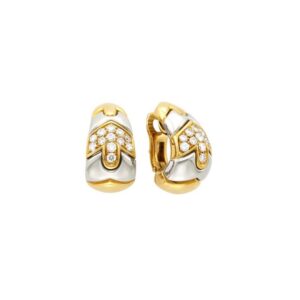 Bulgari Pair of Two-Color Gold and Diamond Earclips