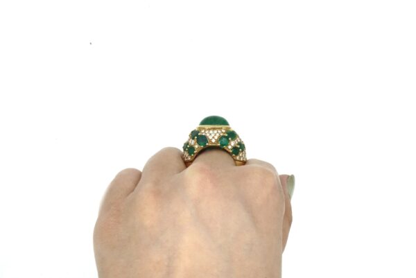 Andreoli Emerald Diamond and Gold Bombe Ring - Image 8