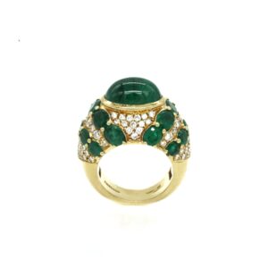 Andreoli Emerald Diamond and Gold Bombe Ring