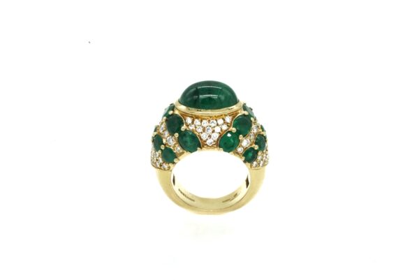 Andreoli Emerald Diamond and Gold Bombe Ring