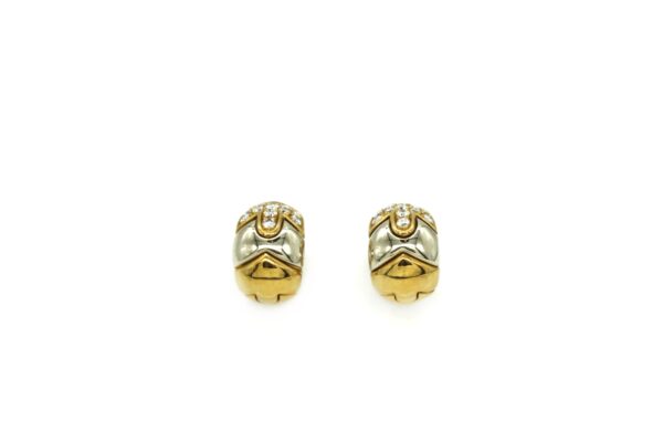 Bulgari Pair of Two-Color Gold and Diamond Earclips - Image 5