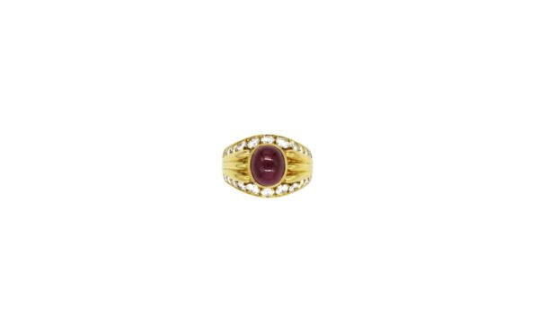 Bulgari Diamond & Cabochon Ruby 18k Gold Ring - Image 6