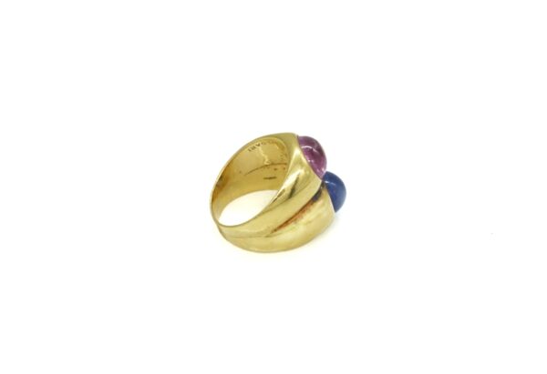 Bulgari Gold Ring with Blue and Pink Sapphire - Image 2