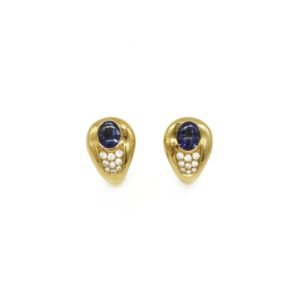 Mauboussin Iolite, Yellow Gold and Diamond Earclips