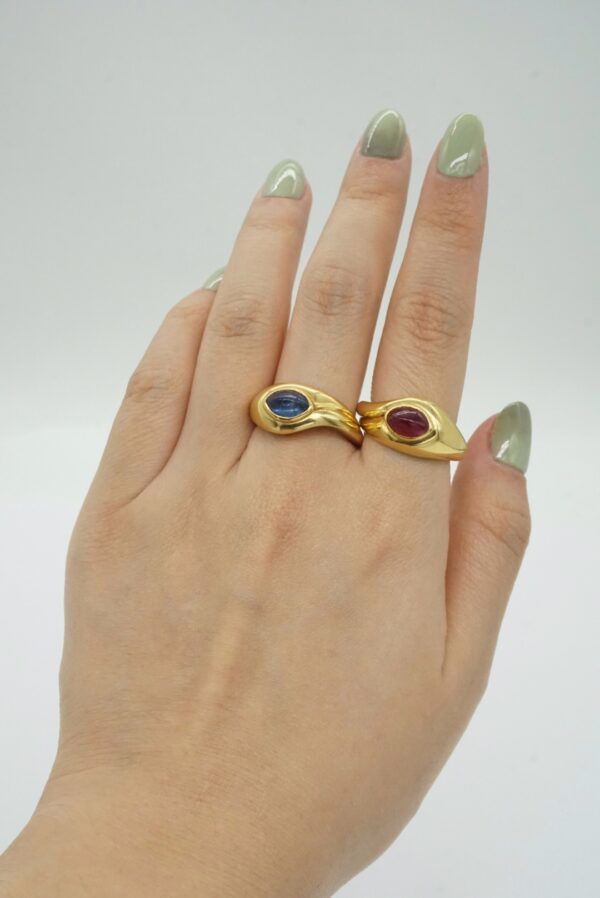 Bulgari Cabochon Sapphire & Ruby Ring Set - Image 8