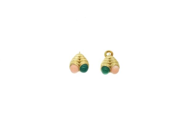 Bulgari Coral and Chrysoprase 18k Gold Earrings - Image 4