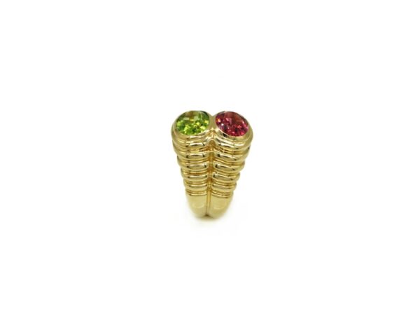 Bulgari Gold Ring with Peridot and Tourmaline - Image 2
