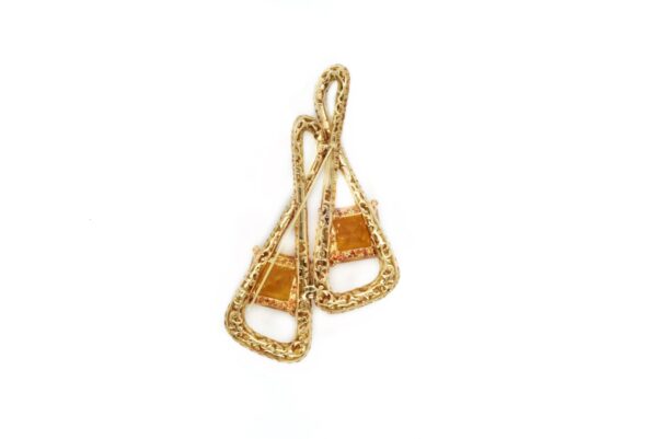 Multicolor Sapphire Brooch Centering two Square-cut Topazes - Image 4