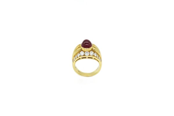 Bulgari Diamond & Cabochon Ruby 18k Gold Ring