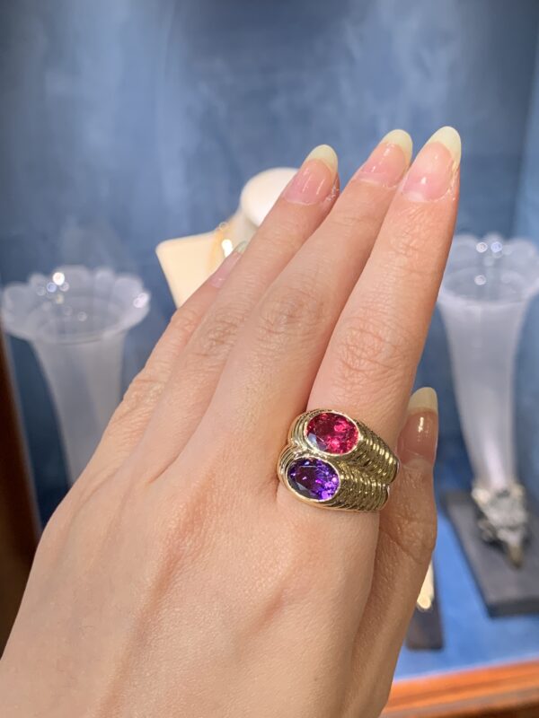 Bulgari Gold Ring with Amethyst and Tourmaline - Image 5