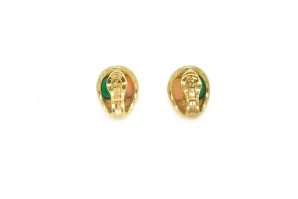 Bulgari Coral and Chrysoprase 18k Gold Earrings - Image 2