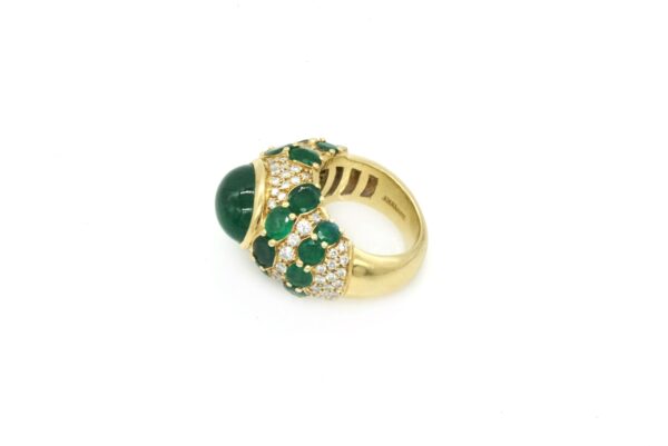 Andreoli Emerald Diamond and Gold Bombe Ring - Image 4