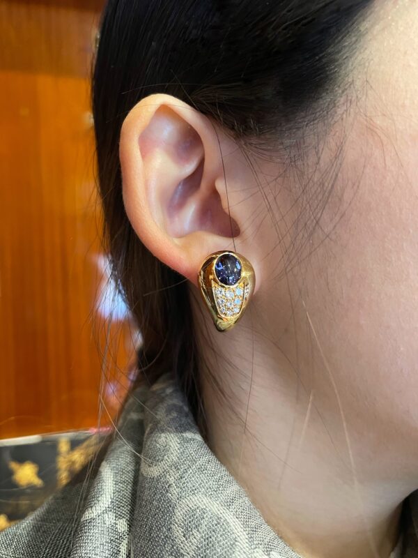 Mauboussin Iolite, Yellow Gold and Diamond Earclips - Image 6