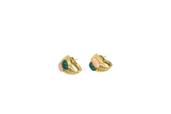 Bulgari Coral and Chrysoprase 18k Gold Earrings - Image 3